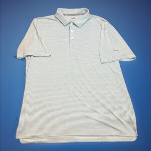 Puma Men's Light Teal Green Blue Striped  Golf Polo Shirt sz XL Like New!